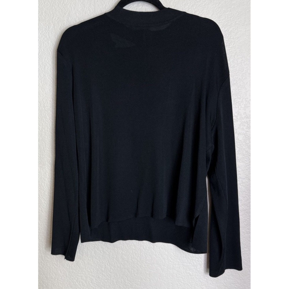 Ming Wang Womens Size XL Black Sweater Top Back Zip Long Sleeve Preppy Capsule